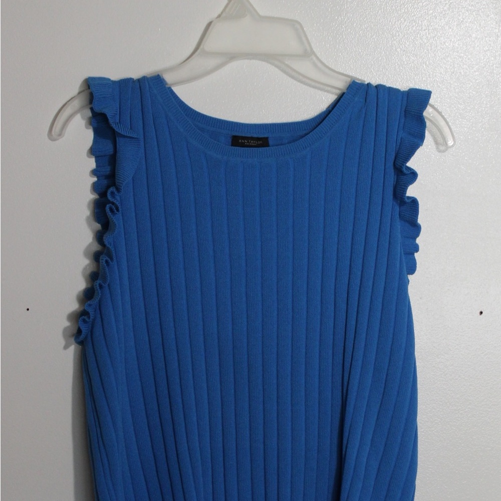 Ann Taylor Vibrant Blue Ruffle Sleeve Top